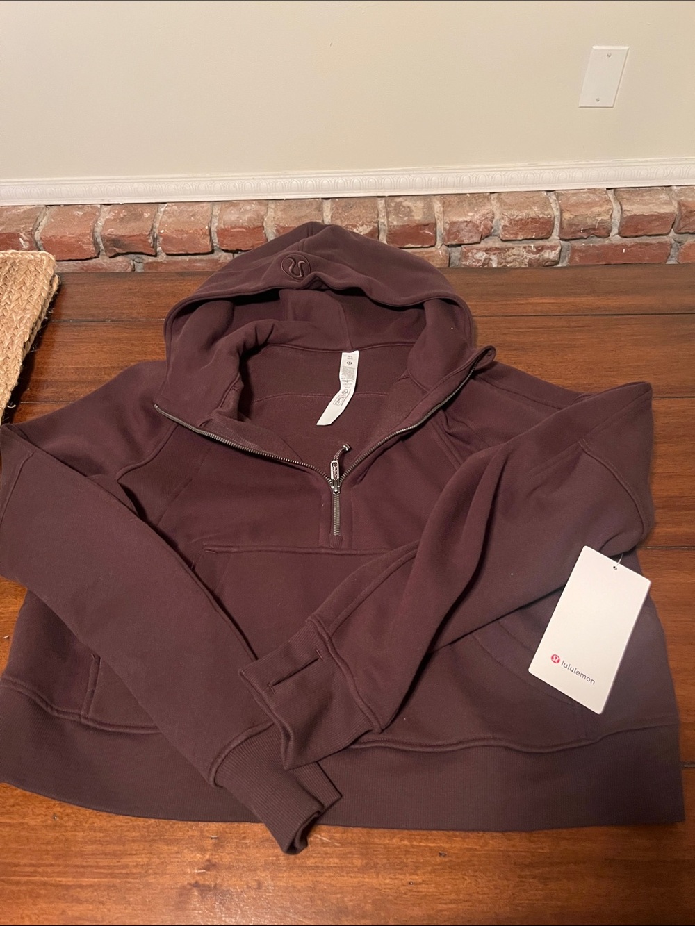 lululemon athletica Womens Half-Zip Hoodie Sweater in Chocolate Brown